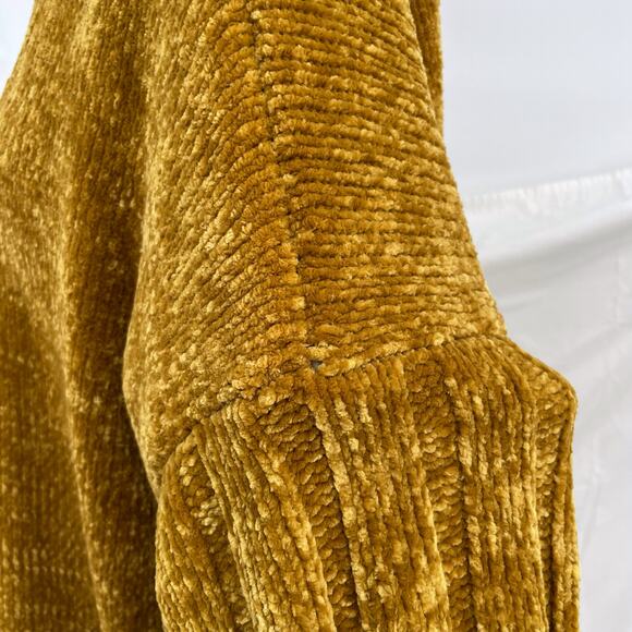 Gold Mustard Chenille Cardigan Soft Cozy Oversized Sweater Moth Anthro Size S - Picture 7 of 10
